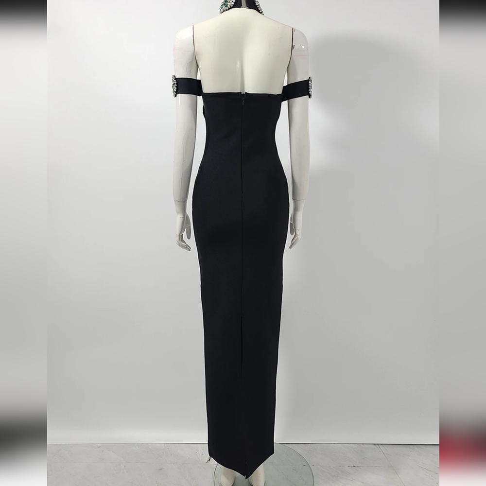 High End Fashion Luxury Women Party Dress Elegant Diamonds Flowers Maxi Long - Picture 8 of 13